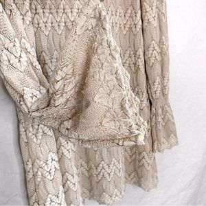 Free People - L Simone Lace Mini Dress - Neutral Crochet Tunic
